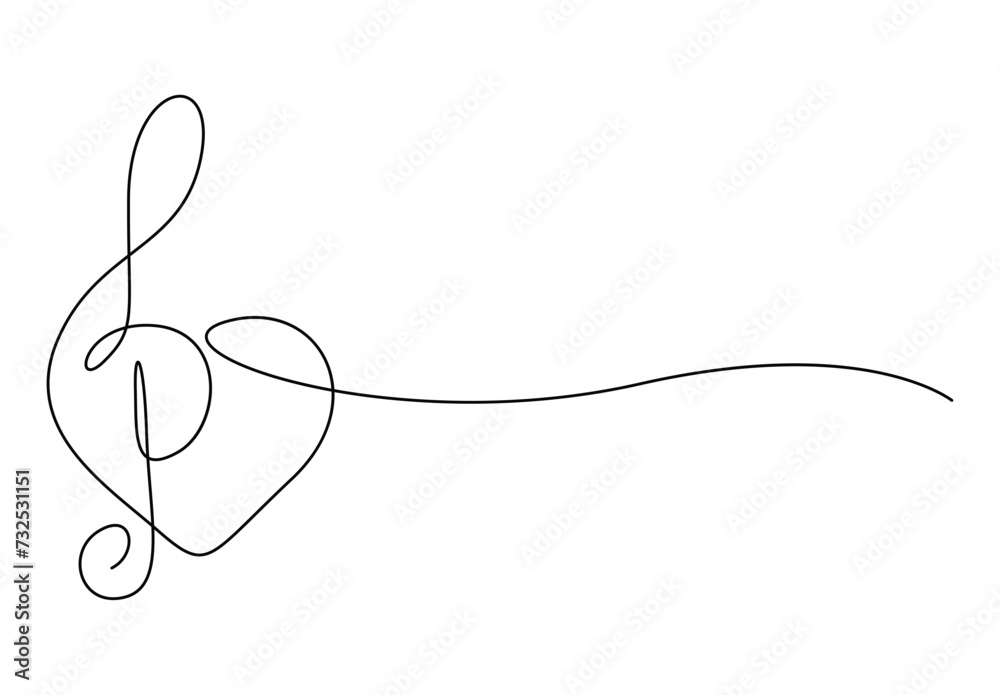 Continuous single line drawing. Heart love sign with music symbol vector illustration. Free vector