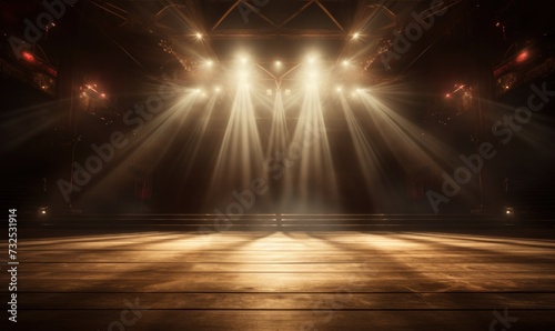 Empty Stage with Dramatic Spotlights Silence and Copy Space © wanda