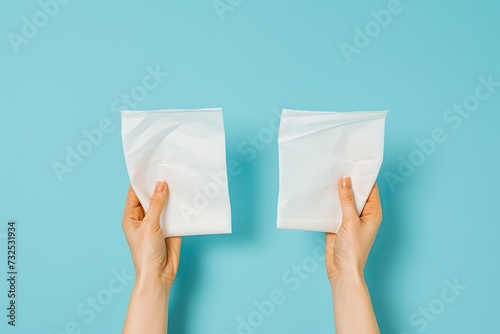 Tissue paper held in hand.
