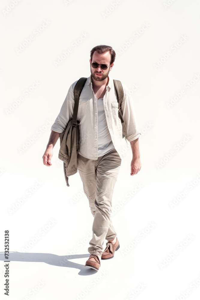 Stylish man walking towards the camera in a casual chic outfit, Photography capturing an authentic vibe Stylish man walking towards the camera in a casual chic outfit, Photography capturing an authentic vibe