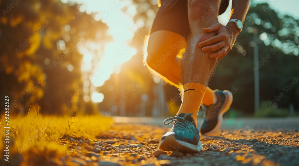 Knee sparin pain, joint muscle and inflammation concept