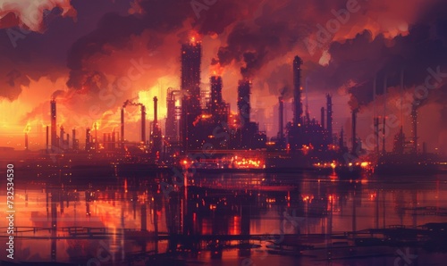Twilight Oil Refinery © dasom