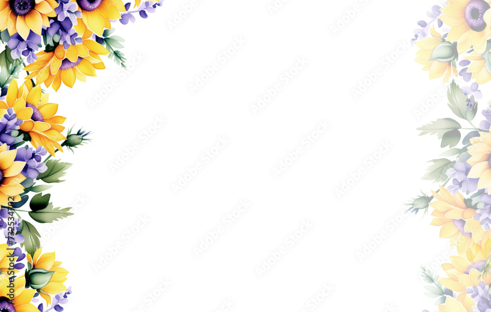 Watercolor sunflowers PNG transparent background. Ai generative Watercolor sunflowers PNG transparent background. Ai generative