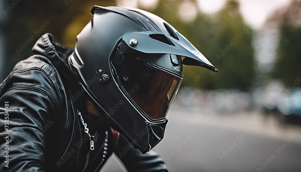 close-up of a biker on motorcycle, biker riding a bike, biker with helmet
