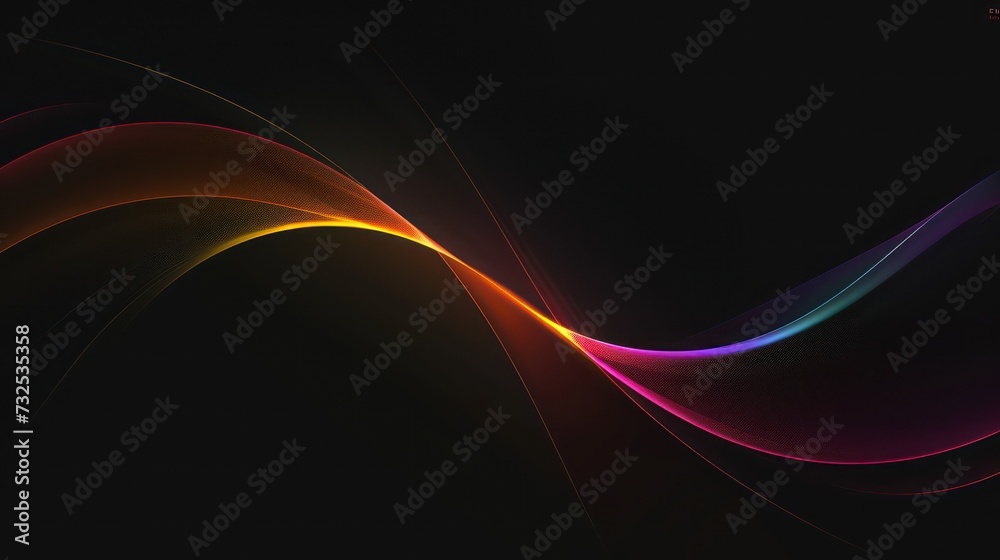Obraz premium Abstract black background with futuristic dynamic wave