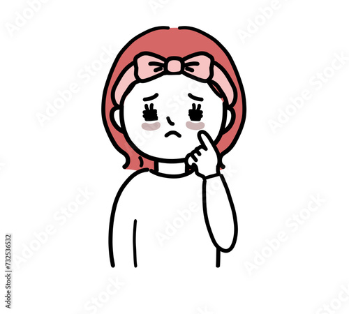 目の下のクマに悩む女性の上半身イラスト