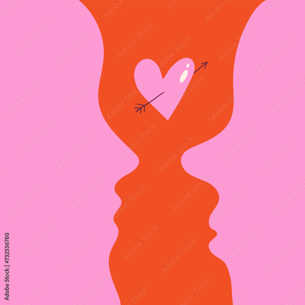 people in love. poster with faces of lovers. love time people in love. poster with faces of lovers. love time