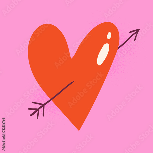 red heart with an arrow on a pink background. love illustration (ID: 732536764)