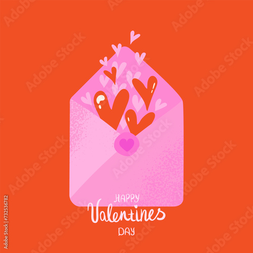 love letter with hearts flying out. Valentine's Day card. valentine illustration (ID: 732536782)