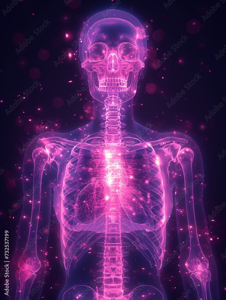 Pink Neon Skeleton: A Glowing, Futuristic Anatomical Illustration Generative AI Pink Neon Skeleton: A Glowing, Futuristic Anatomical Illustration Generative AI