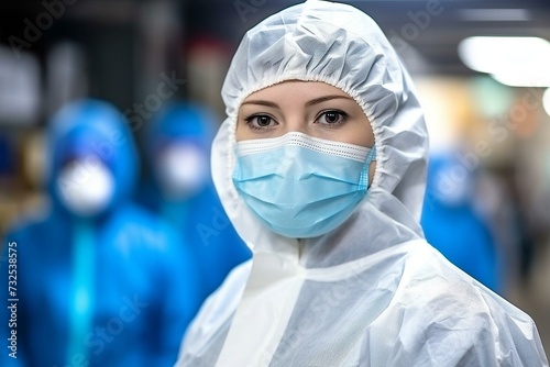 Intense Portrait of a Healthcare Professional in Protective Gear
