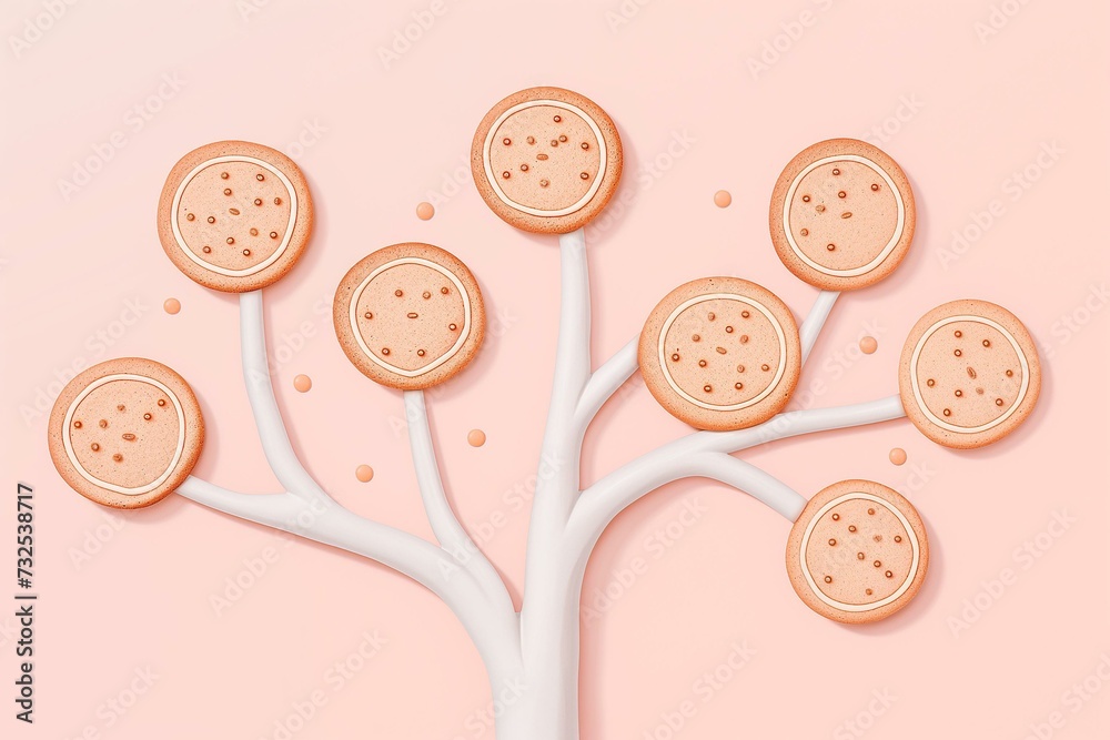 Fototapeta premium Stylized Conceptual Image of Cookies on Tree Branches