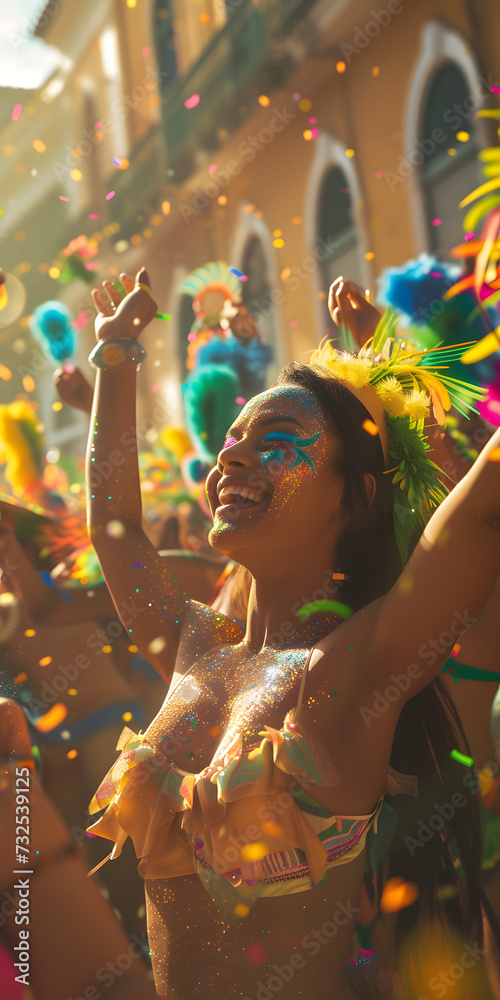 Obraz premium Comemoração do Carnaval Brasileiro, IA Generativa