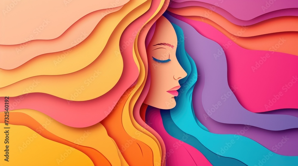 Enchanting paper cutout of feminine faces and sensual curves for international women's day - obrazy, fototapety, plakaty 
