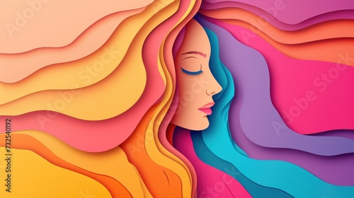 Enchanting paper cutout of feminine faces and sensual curves for international women's day photo