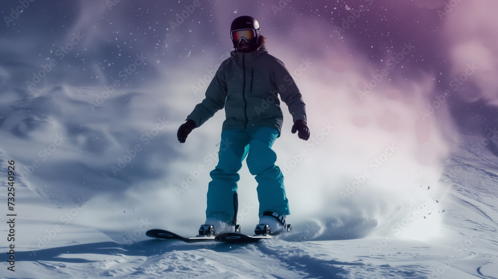 Skier Full Snow Attire On Winter Slopes