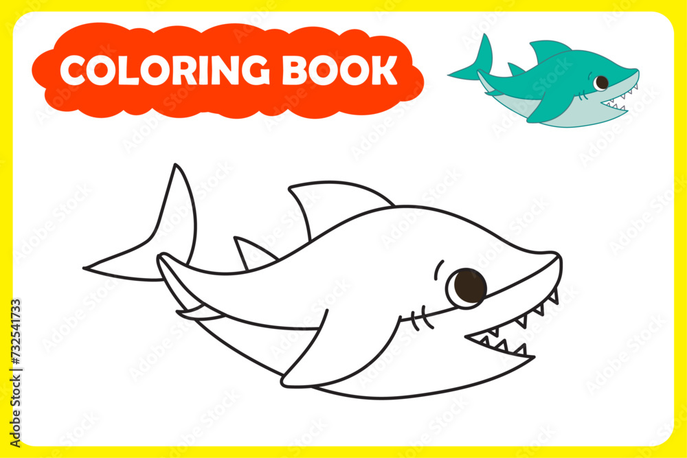 Coloring page for kids. Sea animals, vector image Stock Vector | Adobe ...