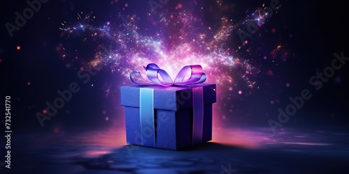 a gift with a ribbon with a light shining on the gift
