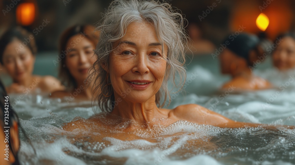 older women in pool with exercise equipment, in the style of joyful celebration of nature, wimmelbilder older women in pool with exercise equipment, in the style of joyful celebration of nature, wimmelbilder