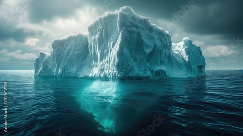 iceberg, cinematic shot, clear underwater portion 