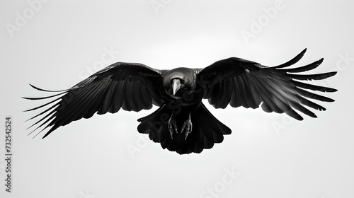 Majestic black bird in flight against a muted background. freedom and nature concept, minimalist art style. ideal for decor and digital use. AI