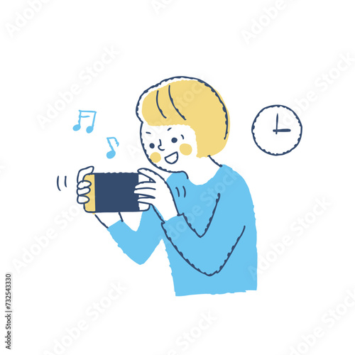 時間を忘れてゲームに夢中になっている女の子