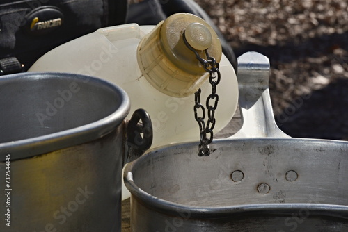 Combination pot with flask in nature.