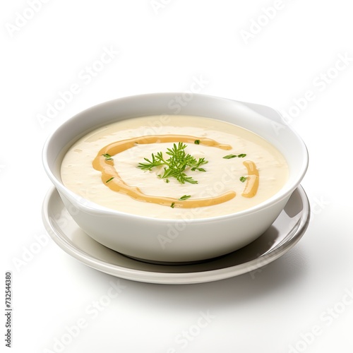 bisque soup closeup isolated on white background