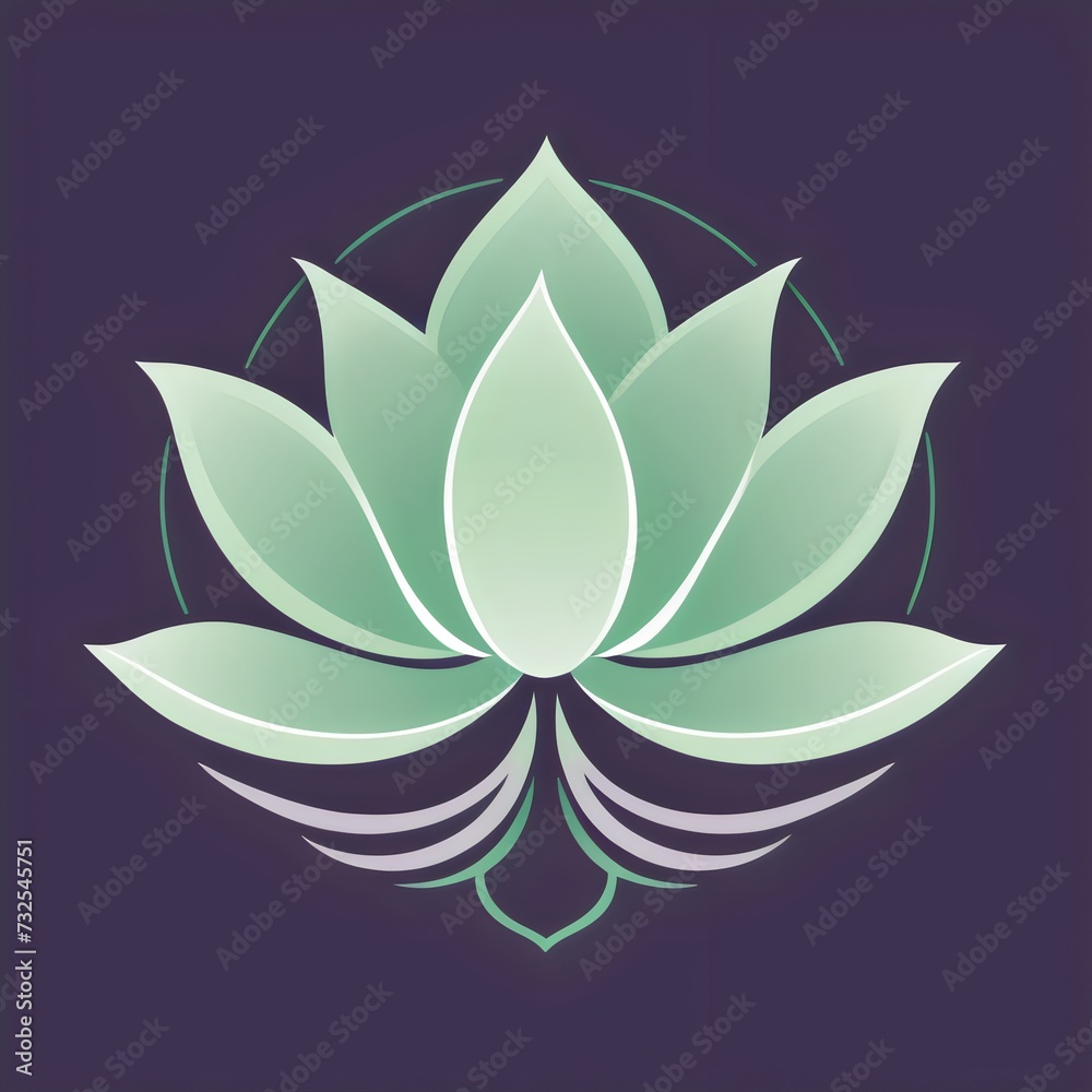 A vector minimalist lotus flower logo symbolizing purity and balance. Health and Wellness logo concept.