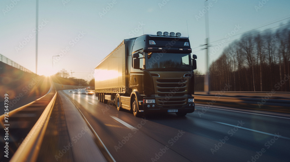 lastwagen, lkw, transport, logistik, straße, autobahn, weltweit, industrie, versorgung, sonnenuntergang, container, verkehr, lieferung, frachtgut, spedition, semi, sonnenaufgang, morgen, abend, sonnen