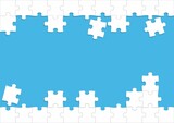 White Jigsaw Puzzle Frame Background Template Blue Background Vector Illustration