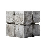 Gray cement cinder block isolated on transparent background. Stack of bricks