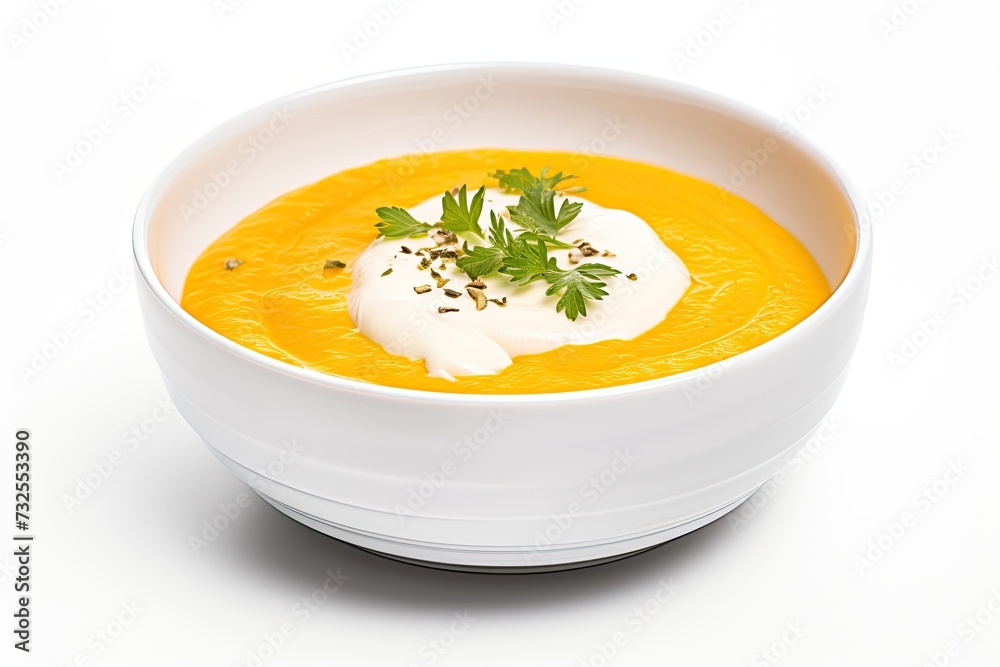 Carrot soup closeup isolated on white background Carrot soup closeup isolated on white background