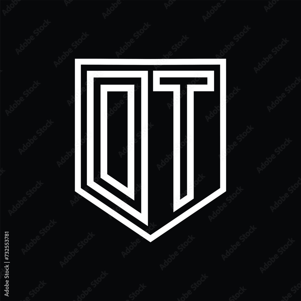 DT Letter Logo monogram shield geometric line inside shield isolated style design DT Letter Logo monogram shield geometric line inside shield isolated style design