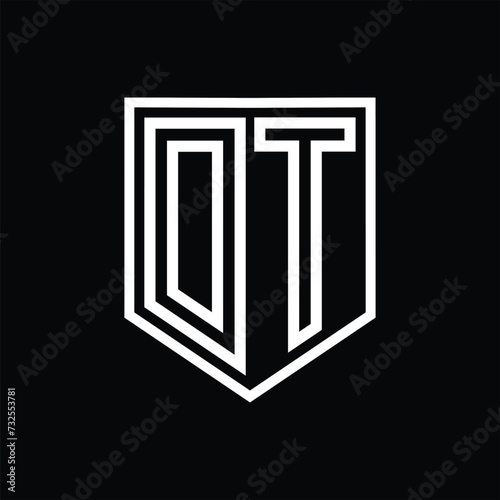 DT Letter Logo monogram shield geometric line inside shield isolated style design
