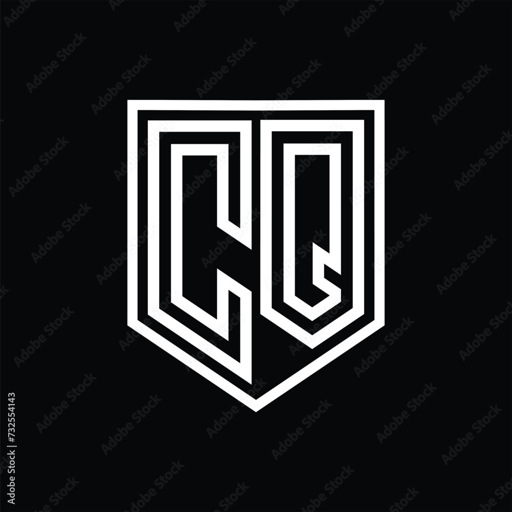 CQ Letter Logo monogram shield geometric line inside shield isolated style design CQ Letter Logo monogram shield geometric line inside shield isolated style design