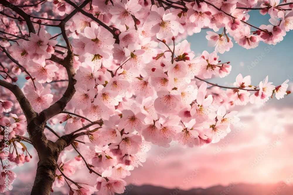 beauty of the nature with bog mountain deserts amok pink trees greenery orange leaves spring  season candles deserts sun set beauty of the rainbow flowers sun flower dark night abstract background  