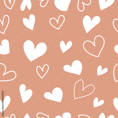seamless pattern with Doodle  hearts, Valentine Day