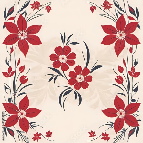 Eleganti composizioni floreali stilizzate con fiori rossi su sfondi variabili