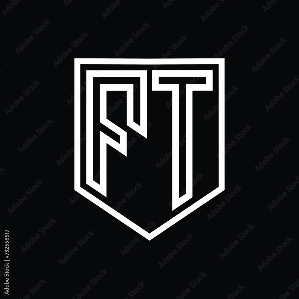 FT Letter Logo monogram shield geometric line inside shield isolated style design FT Letter Logo monogram shield geometric line inside shield isolated style design