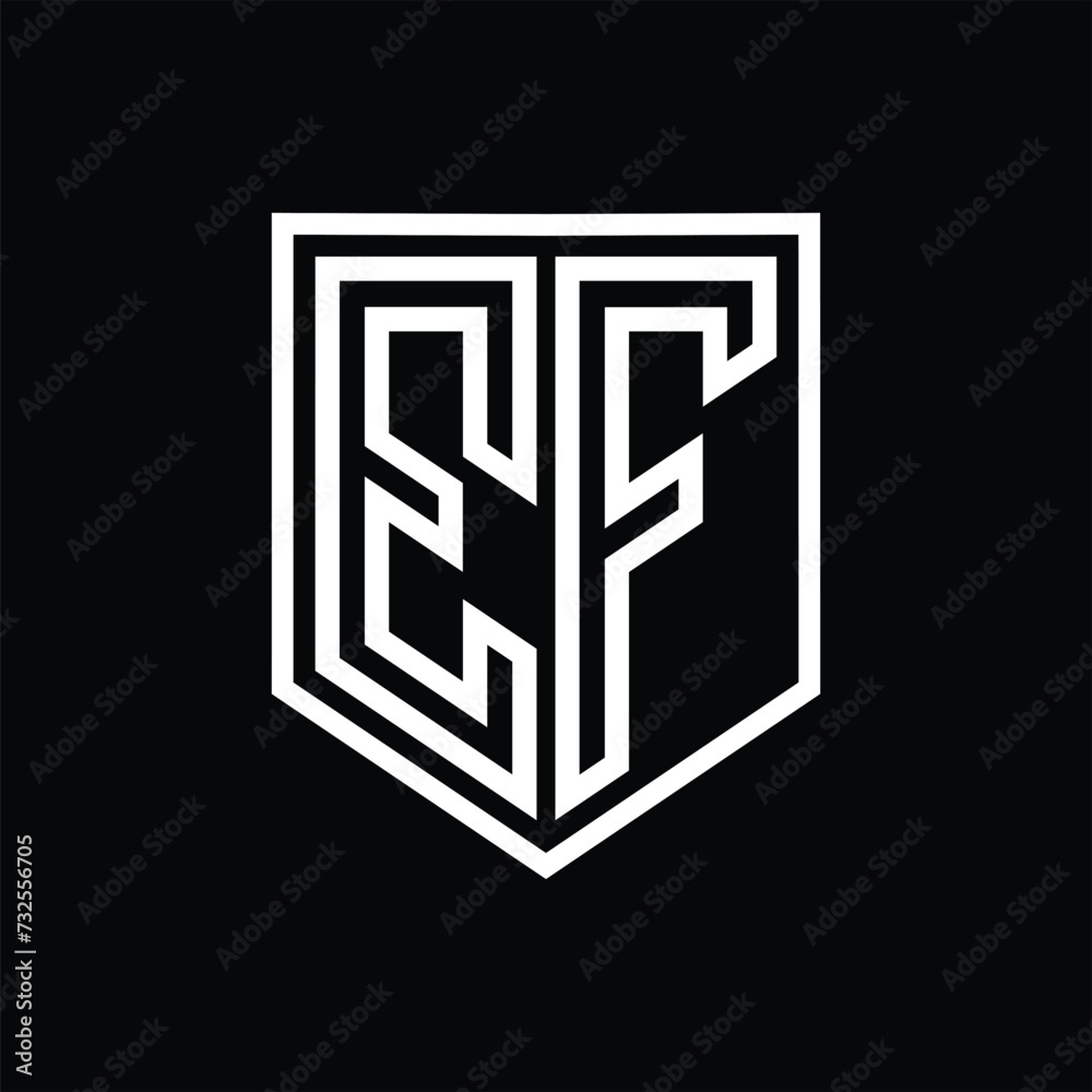 EF Letter Logo monogram shield geometric line inside shield isolated style design