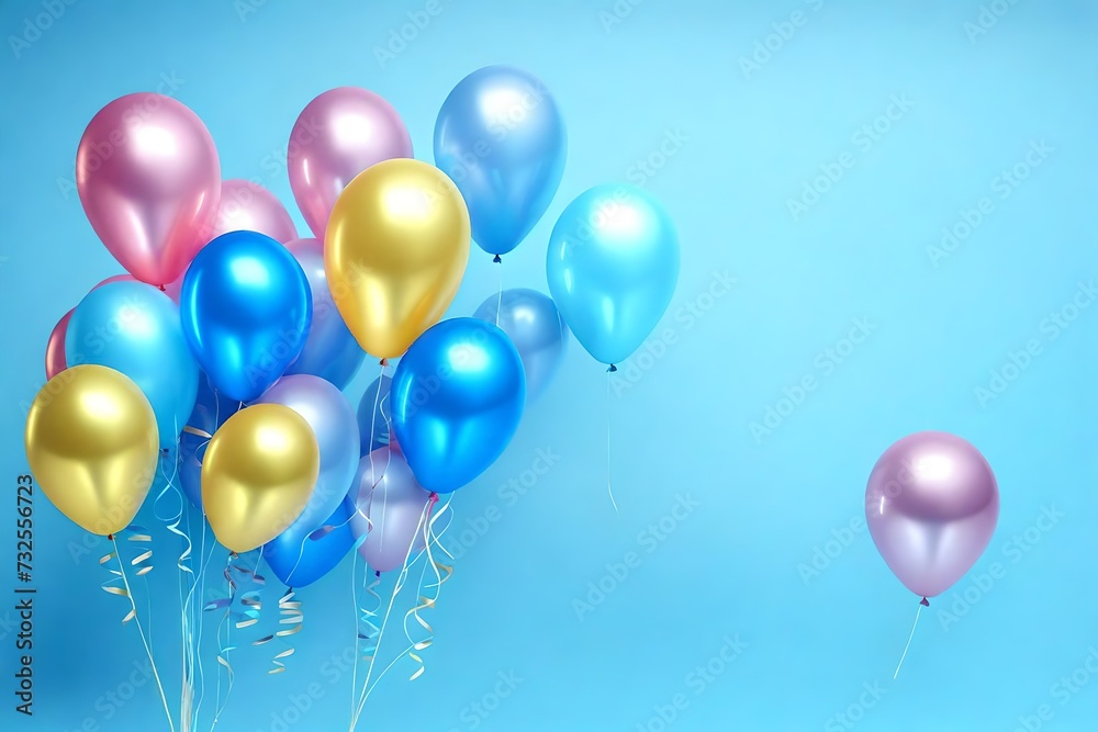 Balloons on cool light blue background Balloons on cool light blue background