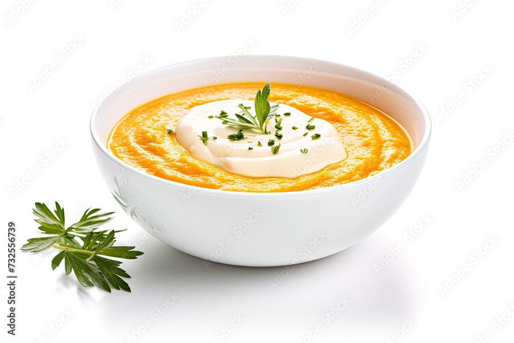 Carrot soup closeup isolated on white background Carrot soup closeup isolated on white background