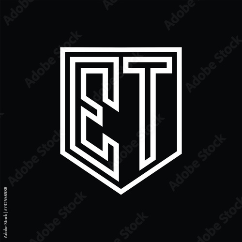 ET Letter Logo monogram shield geometric line inside shield isolated style design