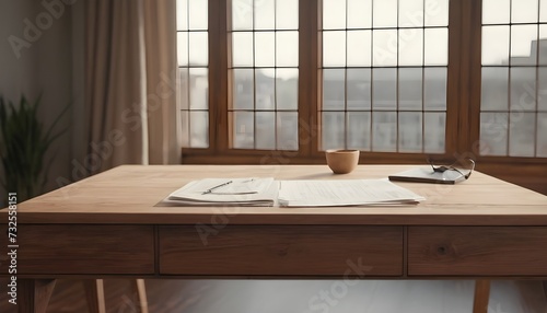  Modern office with desk, book and window