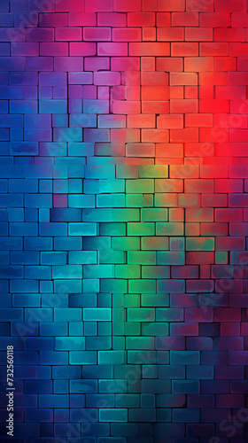 Rainbow Gradient Brick Wall Background