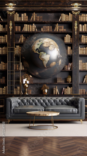 globe and books