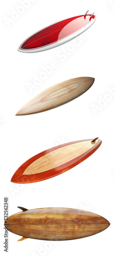 Set of 4 Surfboards with no Background - Transparent PNG Images