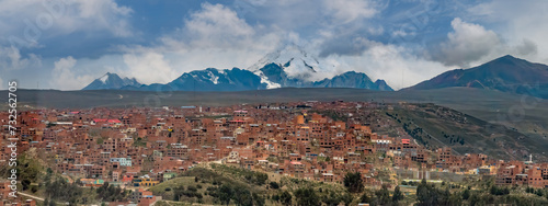 Huayna Potosí mountain as seen from El Alto, La Paz, Bolivia. With an elevation of 6,088 m (ca. 20,000 feet), photo