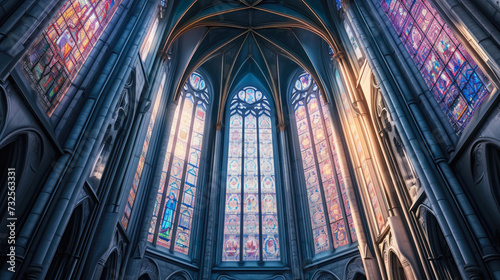Ethereal Light through Gothic Cathedral Windows